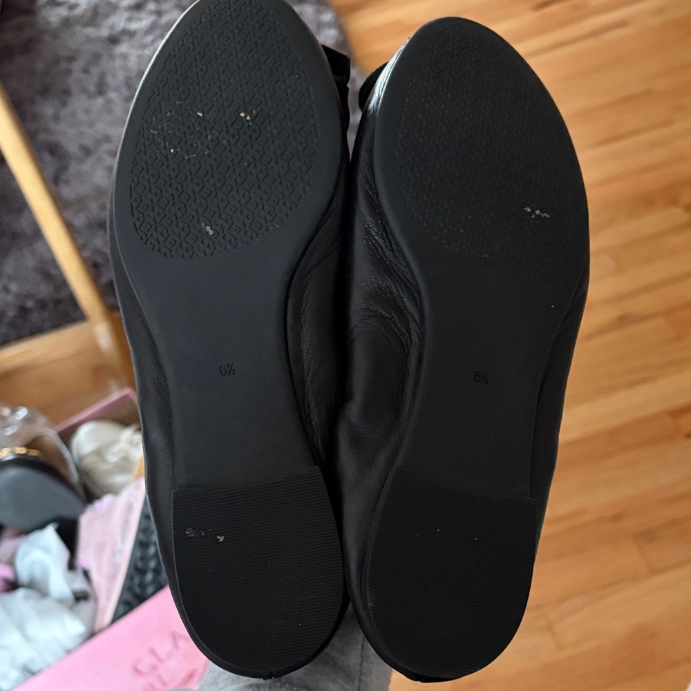 Black Tory Burch Flower Ballet Flats - 6.5 - Picture 5 of 5